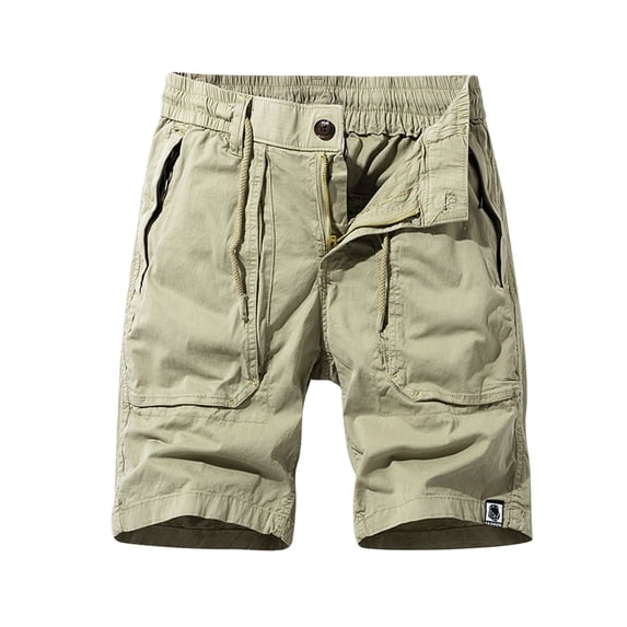 HOOMEUMY Men's Summer Shorts Lightweight Quick Dry Multi-Pockets Zip Fly Drawstring Above Knee Relaxed Fit Solid Color for Daily Wear Beach Sports Yellow XL