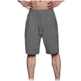 thumbnail image 1 of HOOMEUMY Men's Summer Shorts Linen Cotton Loose Fit Beach Shorts with Pockets Drawstring Elastic Waist Blue Gray S, 1 of 4