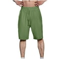thumbnail image 1 of HOOMEUMY Men's Summer Shorts Linen Cotton Loose Fit Beach Shorts with Pockets Drawstring Elastic Waist Blue Green M, 1 of 5