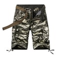 thumbnail image 1 of HOOMEUMY Men's Summer Shorts Loose Fit Straight Multi-Pocket Washed Camouflage Military Shorts with Belt Green XXL, 1 of 7