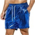 thumbnail image 1 of HOOMEUMY Men's Summer Shorts Metallic Shiny Beach Shorts Drawstring Elastic Waist with Pockets Quick Dry Swim Trunks Blue XL, 1 of 4