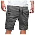 thumbnail image 1 of HOOMEUMY Men's Summer Shorts Multi-Pocket Bermuda Beach Shorts Straight Fit Flat Front Shorts with Drawstring Gray 14, 1 of 4