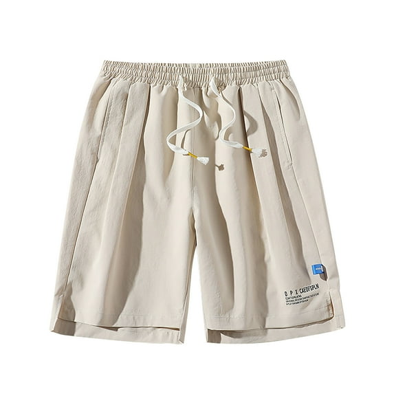 HOOMEUMY Men's Summer Shorts Quick Dry Beach Shorts with Pockets Lightweight Solid Color Bermuda Short Pants Khaki 12