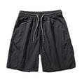 thumbnail image 1 of HOOMEUMY Men's Summer Shorts Quick Dry Sports Gym Beach Shorts with Pockets Lightweight Breathable Drawstring Elastic Waist Solid Color Running Workout Shorts Black 8, 1 of 3