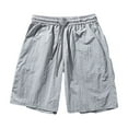 thumbnail image 1 of HOOMEUMY Men's Summer Shorts Quick Dry Sports Gym Beach Shorts with Pockets Lightweight Breathable Drawstring Elastic Waist Solid Color Running Workout Shorts Gray 4, 1 of 7