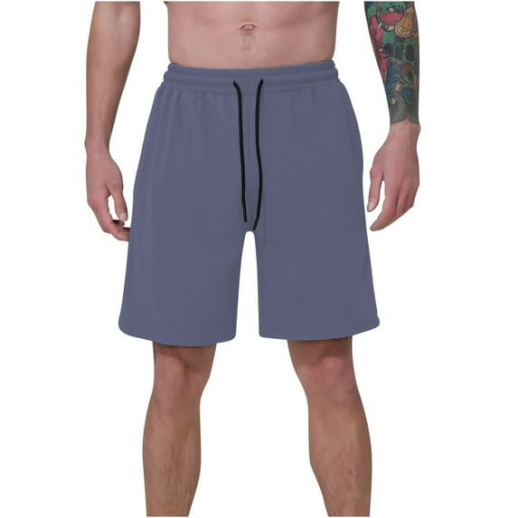 HOOMEUMY Men's Summer Shorts Solid Color Sportswear Workout Fitness Gym Jogging Shorts with Pockets Sweatpants Beach Shorts Gray S