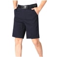 thumbnail image 1 of HOOMEUMY Men's Summer Shorts Solid Color Straight Fit Belt Bermuda Knee Length Khaki Shorts with Pockets Blue M, 1 of 3