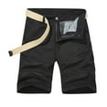 thumbnail image 1 of HOOMEUMY Men's Summer Shorts Straight Fit Khaki Cotton Multi-Pockets Zip Fly Belt Solid Bermuda Shorts for Men Black XXL, 1 of 3