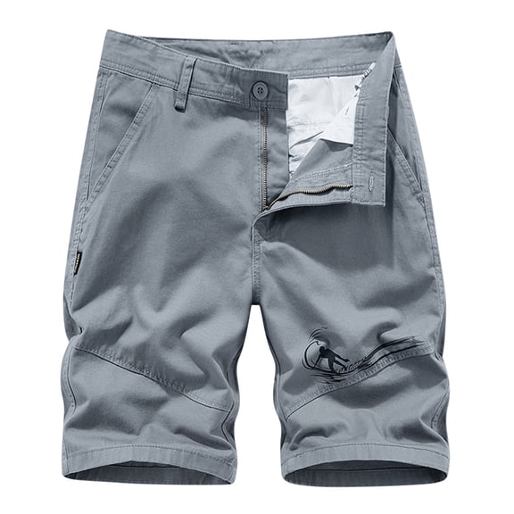 HOOMEUMY Men's Cotton Stretch Cargo Shorts Outdoor Hiking Camping Work Shorts with Zipper Pockets Gray 4