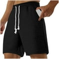 thumbnail image 1 of HOOMEUMY Men's Summer Shorts Waffle Loose Fit Activewear Sweat Shorts with Pockets Drawstring Elastic Waist Beach Shorts Black XXL, 1 of 5