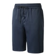 thumbnail image 1 of HOOMEUMY Men's Summer Shorts with Pockets Drawstring Elastic Waist Solid Color Bermuda Beach Shorts Knee Length Blue XXL, 1 of 6