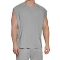 thumbnail image 1 of HOOMEUMY Men's Summer Sleeveless Vest Stretch Breathable Quick Dry Loose Fit Crew Neck Tank Tops Workout Gym Muscle Vest Gray XXL, 1 of 5