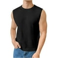 thumbnail image 1 of HOOMEUMY Men's Summer Slim Fit Solid Color Knitted Tank Top Basic Crew Neck Sleeveless Pullover Tank Top Black M, 1 of 8