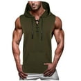 thumbnail image 1 of HOOMEUMY Men's Summer Solid Color Hooded Drawstring Vest Bodybuilding Fitness Breathable Stringer Tank Tops Green XXL, 1 of 6