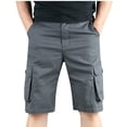 thumbnail image 1 of HOOMEUMY Men's Summer Solid Color Loose Fit Cargo Shorts with Pockets Multi Pockets Straight Beach Shorts Knee Length Shorts Gray M, 1 of 6