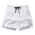 thumbnail image 1 of HOOMEUMY Men's Summer Sports Drawstring Solid Shorts Breathable Quick Dry Running Workout Gym Beach Shorts with Zipper Pockets Lightweight Black Shorts White M, 1 of 2