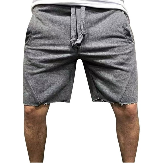 HOOMEUMY Men's Summer Sports Running Shorts Drawstring Elastic Waist Solid Color Beach Shorts with Pockets Gray XXXL