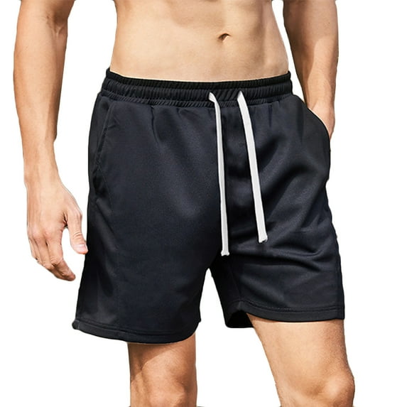 HOOMEUMY Men's Summer Shorts Lightweight Quick Dry Workout Gym Running Training Athletic Shorts with Pockets Drawstring Black XL