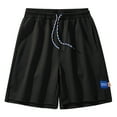 thumbnail image 1 of HOOMEUMY Men's Summer Sports Running Shorts Quick Dry Loose Fit Breathable Stretch Drawstring Beach Shorts with Pockets Black S, 1 of 4