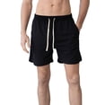 thumbnail image 1 of HOOMEUMY Men's Summer Sports Running Sweat Shorts with Pockets Drawstring Elastic Waist Loose Fit Beach Shorts Solid Color Athletic Shorts Black S, 1 of 6