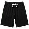 thumbnail image 1 of HOOMEUMY Men's Summer Sports Shorts Cotton Drawstring Elastic Waist Solid Color Bermuda Beach Shorts with Pockets Black S, 1 of 5
