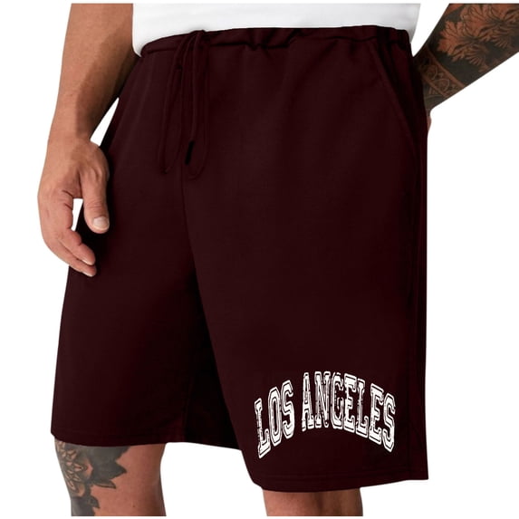 HOOMEUMY Men's Summer Sports Shorts Drawstring Elastic Waist Baggy Activewear Beach Shorts with Pockets Black White Gray Blue Green Red XL