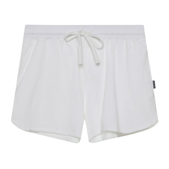 HOOMEUMY Men's Summer Sports Shorts Mid Waist Drawstring Solid Color Loose Fit Beach Shorts with Pockets White L