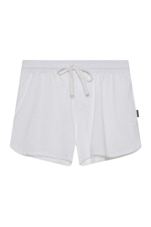 Men's Summer Sports Shorts Mid Waist Drawstring Solid Color Loose Fit Beach Shorts with Pockets White S