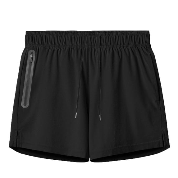 HOOMEUMY Men's Summer Sports Shorts Quick Dry Beach Shorts Workout Running Gym Shorts with Zipper Pockets Lightweight Breathable Short Pants Black 10