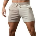 thumbnail image 1 of HOOMEUMY Men's Summer Sports Shorts Solid Color Drawstring Elastic Waist Short Pants with Pockets Sweat Shorts Beach Shorts Khaki 10, 1 of 3