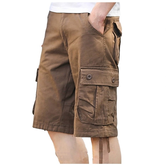 HOOMEUMY Men's Summer Straight Fit Cargo Shorts Multi Pockets Regular Fit Bermuda Short Classic Relaxed Outdoor Beach Shorts Brown XXXXL