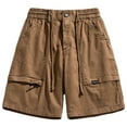 thumbnail image 1 of HOOMEUMY Men's Summer Straight Fit Drawstring Elastic Waist Quick Dry Breathable Shorts with Pockets Solid Color Loose Fit Shorts Brown XL, 1 of 2