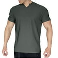 thumbnail image 1 of HOOMEUMY Men's Summer Wrinkle-resistant V-Neck T-Shirts Short Sleeve Slim Fit Quick Dry Solid Color Athletic Tee Tops Gray M, 1 of 6