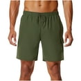 thumbnail image 1 of HOOMEUMY Men's Sweat Shorts Summer Outdoor Solid Color Drawstring Elastic Waist Short Pants Beach Shorts Leisure Fashion Comfy (Army Green,XXL), 1 of 7