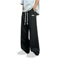 thumbnail image 1 of HOOMEUMY Men's Sweatpants Drawstring Elastic Waist Casual Jogger Pants Solid Color Fashion Loose Sweatpants (Black,XL), 1 of 6