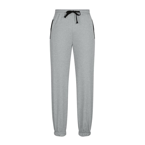 HOOMEUMY Men's Sweatpants Drawstring Elastic Waist Jogger Pants with Zipper Pockets Tapered Lounge Pants Gray S