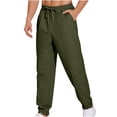 thumbnail image 1 of HOOMEUMY Men's Sweatpants Jogger Pants Elastic Waist Drawstring Loose Fit Comfortable Sports Trousers for Running Gym Workout Army Green L, 1 of 5