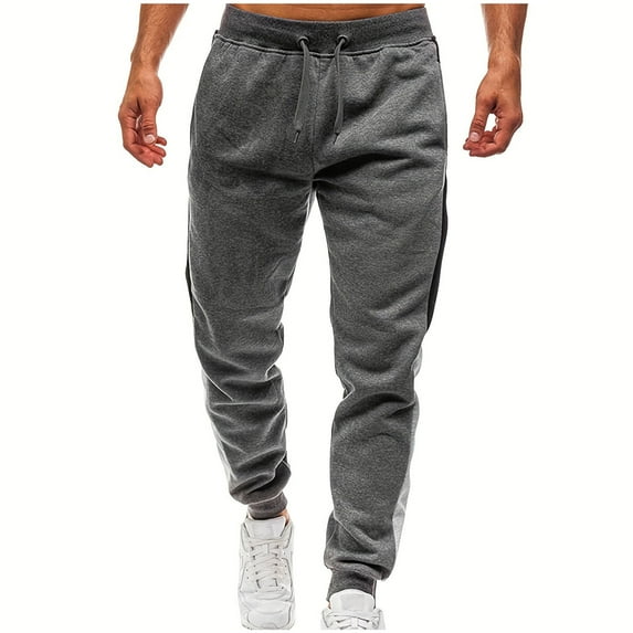 HOOMEUMY Men's Sweatpants Jogger Pants Elastic Waist Side Stripe Workout Gym Running Training Sports Pants Loose Fit Dark Gray XXL