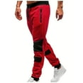 thumbnail image 1 of HOOMEUMY Men's Sweatpants Jogger Pants Elastic Waist Trousers Sport Pants Loose Fit Red Black Side Pockets Red L, 1 of 5