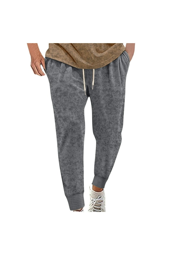 Men's Sweatpants Jogger Pants Loose Fit Classic Solid Athletic Drawstring Elastic Waist Trousers Gray XL