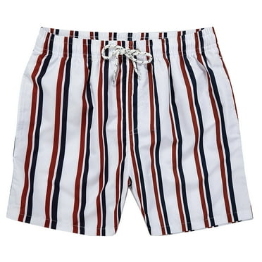 HOOMEUMY Men's Swim Trunks Quick Dry Beach Shorts with Pockets Summer Board Shorts Stripe Bathing Suits Drawstring Elastic Waist Blue XL