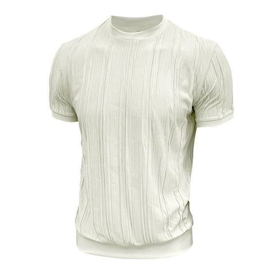 HOOMEUMY Men's T-Shirts Crew Neck Basic Tshirt Lightweight Shirts Summer Short Sleeve Shirt Solid Color Comfy Casual Fashion (White,L)