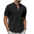 thumbnail image 1 of HOOMEUMY Men's T-Shirts V-Neck Basic Shirts Short Sleeve Shirt Lightweight Shirts Fashion Summer Solid Color Comfy Casual (Black,XL), 1 of 8
