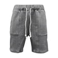 thumbnail image 1 of HOOMEUMY Men's Textured Drawstring Cargo Shorts with Pockets Stretch Elastic Waist Breathable Classic Solid Gray L, 1 of 5