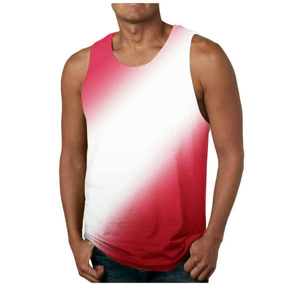 HOOMEUMY Men's Tie Dye Tank Top Summer Gradient Color Ombre Muscle Loose Fit Sleeveless Crew Neck Basic Tank Tops c_Multicolor XXXXL