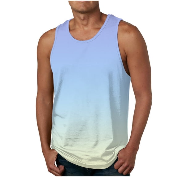 HOOMEUMY Men's Tie Dye Tank Top Summer Gradient Color Sleeveless Tank Tops Loose Fit Crew Neck Basic Muscle Vest e_Multicolor XXXL