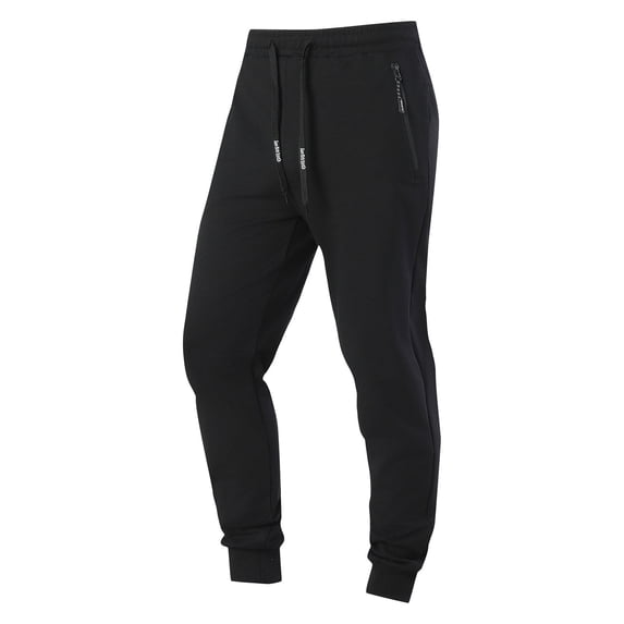 HOOMEUMY Men's Training Joggers Lightweight Joggers Casual Slim Sweatpants Track Pants with Zipper Pockets (Black,M)