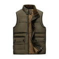 thumbnail image 1 of HOOMEUMY Men's Turndown Collar Zipper Slim Fit Sleeveless Jacket Puffer Vest Insulated Outdoor Work Waistcoat Thick Thermal Jacket (Coffee,XL）, 1 of 2