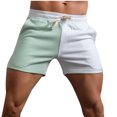 thumbnail image 1 of HOOMEUMY Men's Two-Tone Drawstring Elastic Waist Breathable Classic Solid Quick Dry Stretch Shorts with Pockets White S, 1 of 4