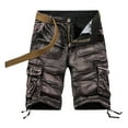 thumbnail image 1 of HOOMEUMY Men's Washed Slim Fit Multi-Pocket Cargo Shorts Stretch Straight Denim Shorts with Belt Summer Beach Shorts Brown M, 1 of 3